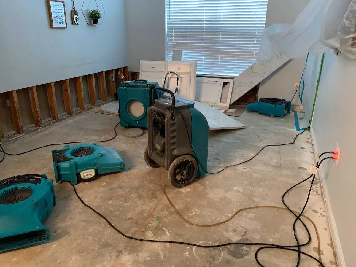 Dehumidifier in flood-cut room for Water Damage Restoration in Fergus Falls